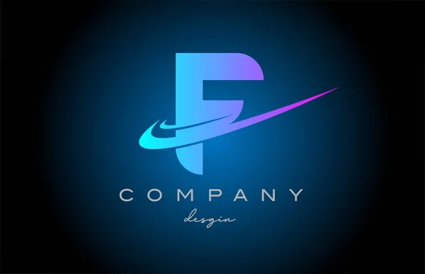 ダブルスウッシュでFピンクブルーのアルファベット文字のロゴ ビジネスや企業のための企業創造的なテンプレートデザイン — ストックベクタ