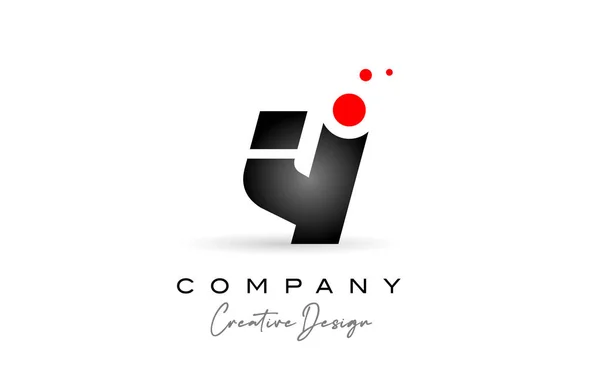 Logotipo Letra Alfabeto Preto Branco Com Ponto Vermelho Design Modelo — Vetor de Stock