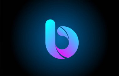mavi pembe B alfabesi harfi logo simgesi tasarımı ve gradyan rengi. İş ve şirket için yaratıcı şablon