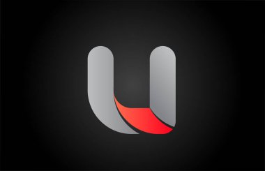 Gradyan rengi olan turuncu gri U alfabesi harfi simge tasarımı. Şirket ve iş için yaratıcı şablon