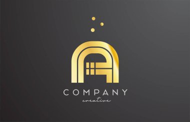 Altın sarısı, noktalı alfabe harfi logosu. İş ve şirket için şirket yaratıcı şablon tasarımı