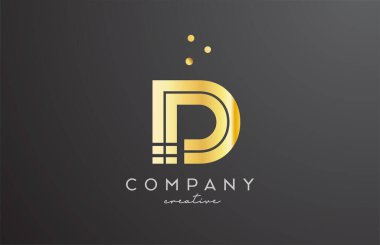 Noktalı altın harfli D harfi logosu. İş ve şirket için şirket yaratıcı şablon tasarımı