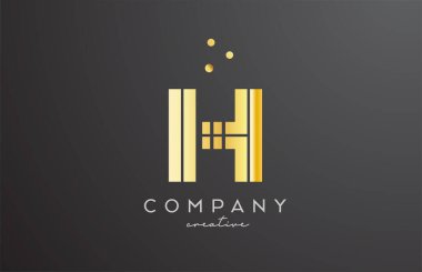 Noktalı altın harfli H harfi logosu. İş ve şirket için şirket yaratıcı şablon tasarımı