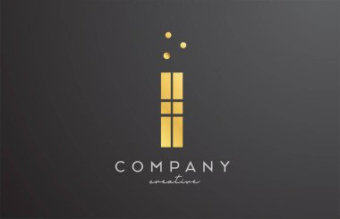 Alfabedeki altın harfli ve noktalı logo. İş ve şirket için şirket yaratıcı şablon tasarımı