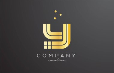 Noktalı altın harfli Y harfi logosu. İş ve şirket için şirket yaratıcı şablon tasarımı
