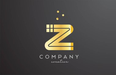 Noktalı altın alfabe harfi logosu. İş ve şirket için şirket yaratıcı şablon tasarımı