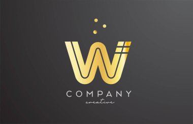 Noktalı altın rengi W harfli alfabe logosu. İş ve şirket için şirket yaratıcı şablon tasarımı