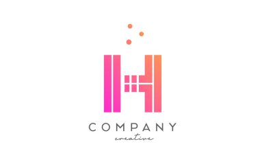 Üzerinde çizgiler ve noktalar olan H pembe alfabe harfi logosu. Şirket ve işletme için yaratıcı şablon tasarımı