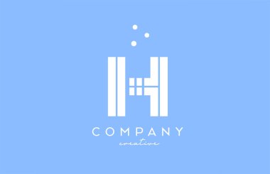 Üzerinde çizgiler ve noktalar olan H mavi alfabe harfi logosu. İş ve şirket için şirket yaratıcı şablon tasarımı