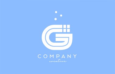 Üzerinde çizgiler ve noktalar olan G mavi alfabe harfi logosu. İş ve şirket için şirket yaratıcı şablon tasarımı