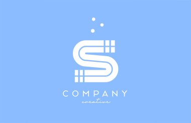 S mavi beyaz alfabe harfi logosu üzerinde çizgiler ve noktalar var. İş ve şirket için şirket yaratıcı şablon tasarımı
