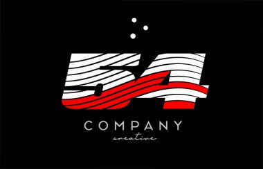 Kırmızı beyaz çizgiler ve noktalarla 54 numara logo. Şirket ve işletme için yaratıcı şablon tasarımı