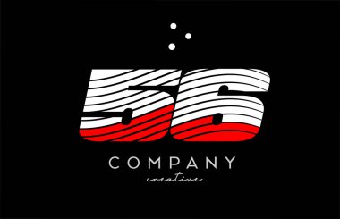 Kırmızı beyaz çizgileri ve noktaları olan 56 numara logo. Şirket ve işletme için yaratıcı şablon tasarımı