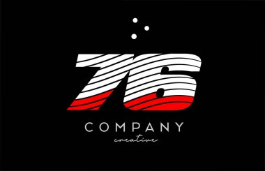 Üzerinde kırmızı beyaz çizgiler ve noktalar olan 76 numaralı logo. Şirket ve işletme için yaratıcı şablon tasarımı