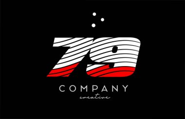 Üzerinde kırmızı beyaz çizgiler ve noktalar olan 79 numaralı logo. Şirket ve işletme için yaratıcı şablon tasarımı