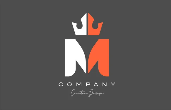 Orange Grey White Alphabet Letter Logo Icon Design Creative King — Stock Vector