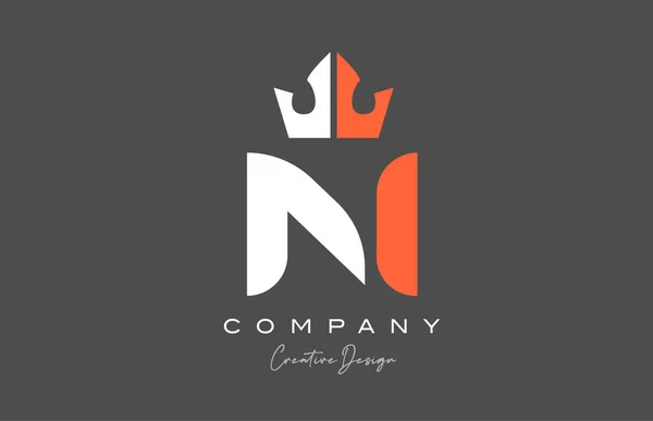 Orange Grey White Alphabet Letter Logo Icon Design Creative King — Stock Vector