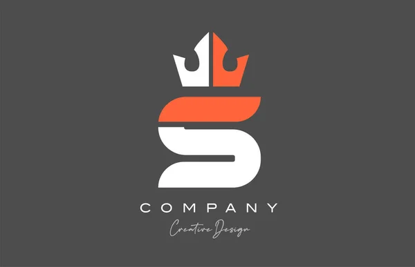 Orange Grå Vit Alfabet Bokstav Logotyp Ikon Design Kreativ Kung — Stock vektor