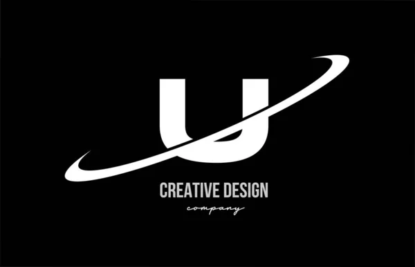 Logo Huruf Huruf Putih Hitam Dengan Huruf Swoosh Besar Desain - Stok Vektor