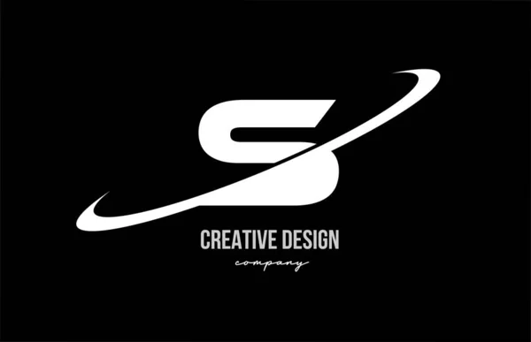 Logo Alfabeto Nero Bianco Con Grande Swoosh Progettazione Modelli Creativi — Vettoriale Stock