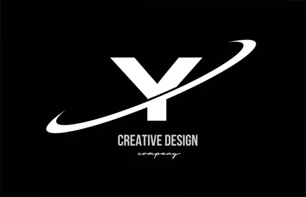 Černobílé Abecední Písmeno Logo Velkým Swoosh Firemní Kreativní Šablona Design — Stockový vektor