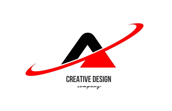 レッドブラック大きなスウッシュを持つアルファベット文字のロゴ 企業やビジネスのための企業の創造的なテンプレートデザイン — ストックベクタ