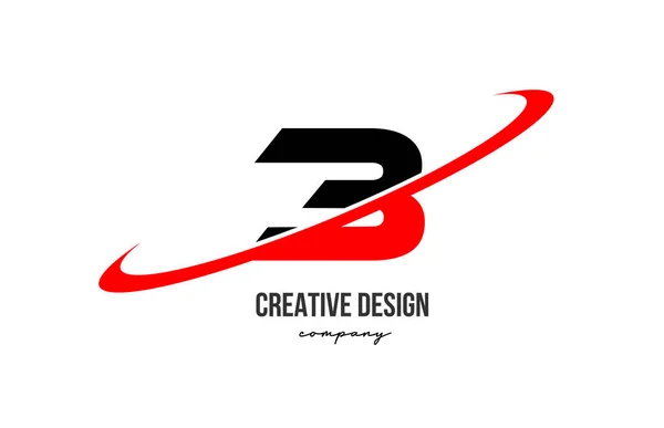 Logo Rosso Alfabeto Nero Con Grande Swoosh Progettazione Modelli Creativi — Vettoriale Stock