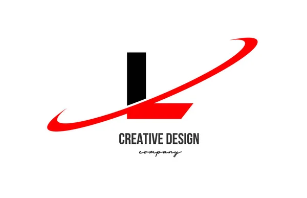 Rouge Noir Lettre Alphabet Logo Avec Grand Swoosh Conception Modèles — Image vectorielle