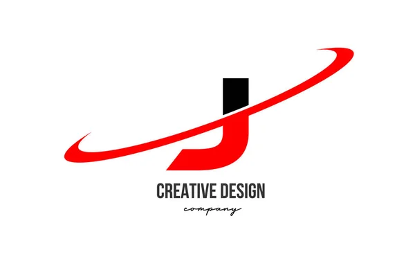 Logotipo Letra Alfabeto Preto Vermelho Com Grande Swoosh Design Modelo — Vetor de Stock