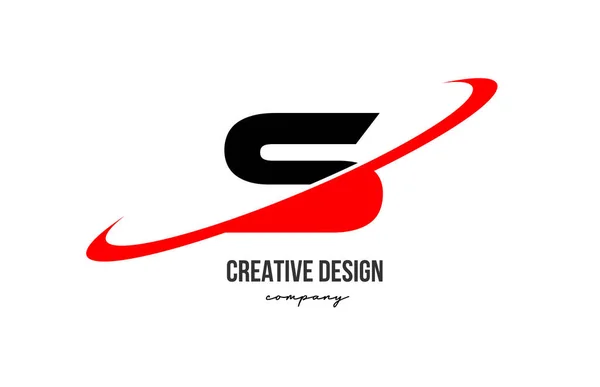 大きなスウッシュで赤黒Sアルファベット文字のロゴ 企業やビジネスのための企業の創造的なテンプレートデザイン — ストックベクタ