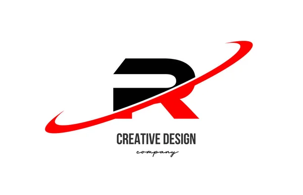 Rojo Negro Alfabeto Letra Logo Con Gran Swoosh Diseño Plantilla — Vector de stock
