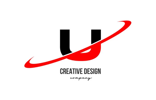 Logotipo Preto Vermelho Letra Alfabeto Com Grande Swoosh Design Modelo —  Vetores de Stock