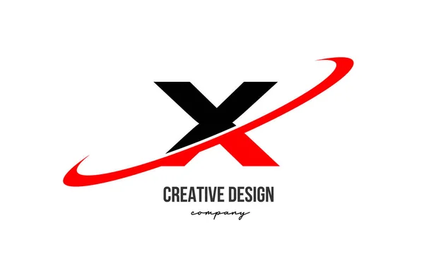 大きなスウッシュで赤黒 アルファベットの文字のロゴ 企業やビジネスのための企業の創造的なテンプレートデザイン — ストックベクタ