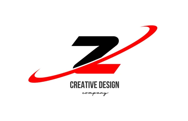 Logotipo Vermelho Letra Alfabeto Preto Com Grande Swoosh Design Modelo — Vetor de Stock