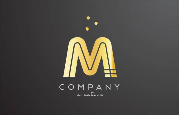 金色M字母表标识与圆点 企业和公司的企业创意模板设计 — 图库矢量图片