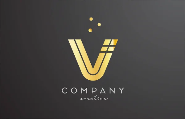 ゴールドVアルファベット文字のロゴとドット ビジネスや企業のための企業創造的なテンプレートデザイン — ストックベクタ
