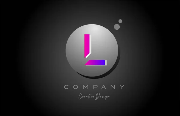 Kula Alfabetu Litera Logo Projekt Ikony Kropką Różowy Szary Kreatywny — Wektor stockowy