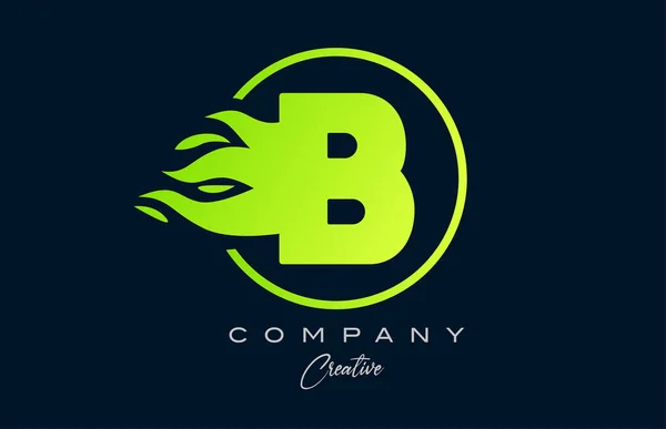 緑の炎を持つ企業のためのBアルファベット文字のアイコン 会社のロゴに適した火災設計 — ストックベクタ