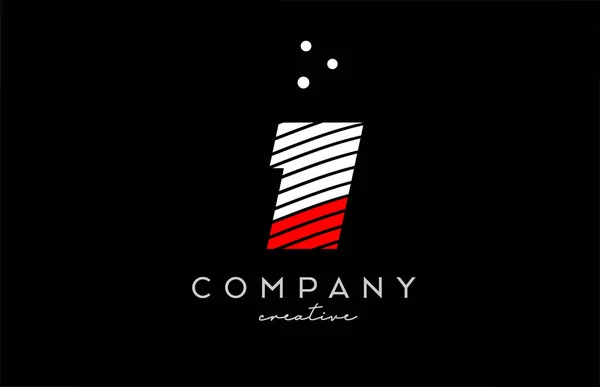 Logo Numéro Avec Lignes Blanches Rouges Points Conception Modèles Créatifs — Image vectorielle