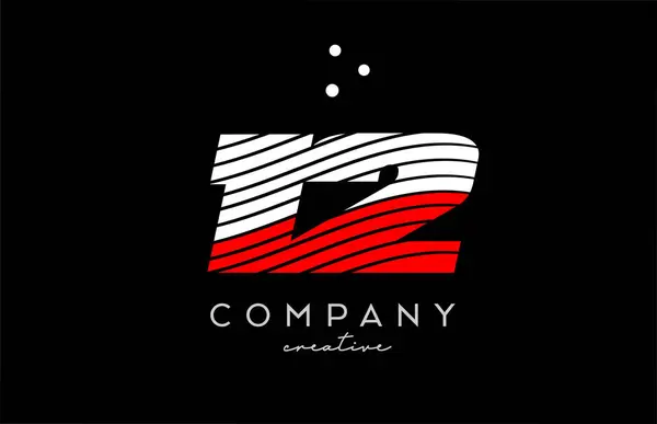 Logo Chiffres Avec Lignes Blanches Rouges Points Conception Modèles Créatifs — Image vectorielle