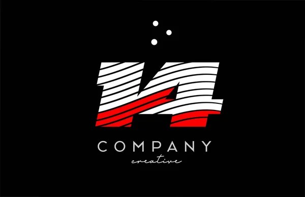 Logotipo Números Com Linhas Brancas Vermelhas Pontos Design Modelo Criativo — Vetor de Stock