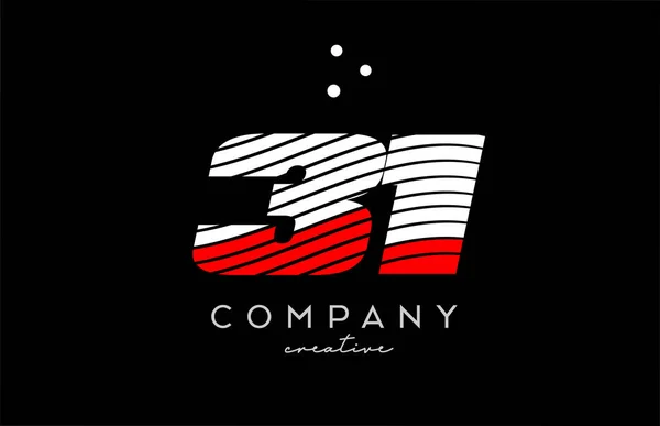 Logo Chiffres Avec Lignes Points Rouges Blancs Conception Modèles Créatifs — Image vectorielle