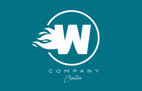 Azul Alfabeto Branco Letra Ícone Para Corporativo Com Chamas Design — Vetor de Stock