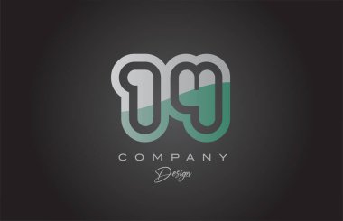14 yeşil gri numara logo tasarımı. İş ve şirket için yaratıcı şablon