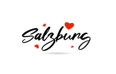 Salzburg 'un el yazısı şehir tipografisi aşk dolu bir mesaj. El yazısı. Yaratıcı yazı metni