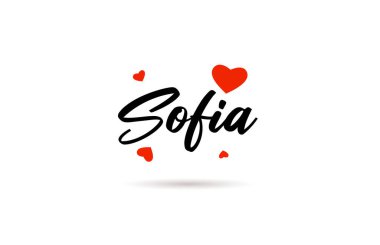 Sofya 'nın el yazısıyla yazılmış tipografi aşk dolu bir mesaj. El yazısı. Yaratıcı yazı metni