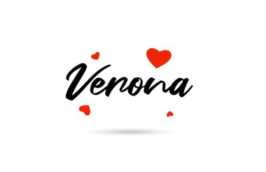 Verona el yazısı şehir tipografisi. Aşk dolu bir mesaj. El yazısı. Yaratıcı yazı metni