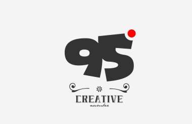 Kırmızı noktalı gri 95 numara logo tasarımı. Şirket ve iş için yaratıcı şablon