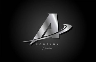 Gümüş metalden gri alfabe harfli simge dizaynı. İş ve şirket için yaratıcı şablon