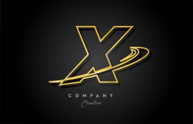 Altın rengi X alfabesi harfli simge tasarımı. İş ve şirket için yaratıcı şablon